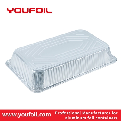 Barbecue rechthoekige voedselkwaliteit aluminiumfolie voedselcontainer met doorzichtige deksels