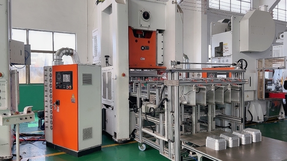 Vier holte aluminiumfoliecontainer maken machine vermogen verbruik H-type gemakkelijke bediening