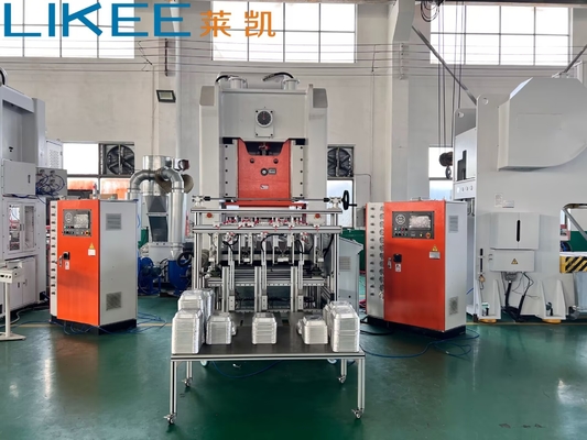 Aluminiumfoliecontainermachine met 3 lijnen stapler T63 3 holte pan maken machine