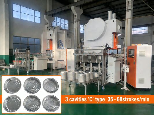 LK-T63 Aluminum Foil Container Machine with Lithium Based Ester Lubrication, Durable C-Frame Construction, and 3-Cavity Mold Design